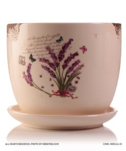 گلدان و زیر گلدانی سرامیکی طرح دسته گل