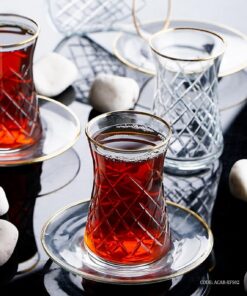 استکان نلعبکی لب طلایی کمر باریک ترک طرح مشبک Hürrem Serisi