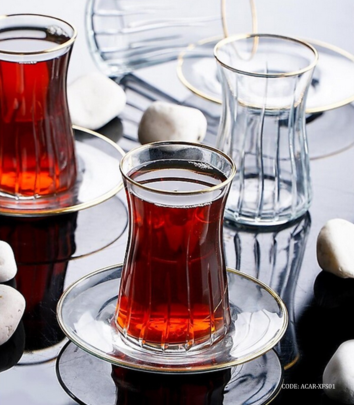 استکان نلعبکی لب طلایی کمر باریک ترک طرح Hürrem Serisi راه راه