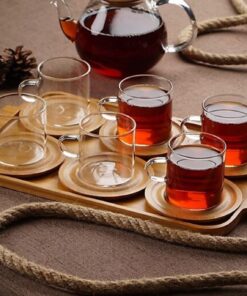 سرویس فنجان نلعبکی چای خوری ترک با سینی بامبو