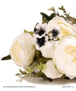 دسته گل مصنوعی رز شیری مدل 377-9