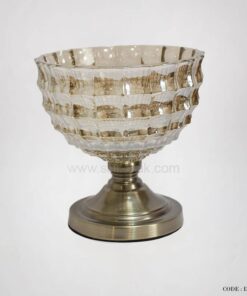 آجیل خوری گرد پایه دار برنزی مدل خشتی