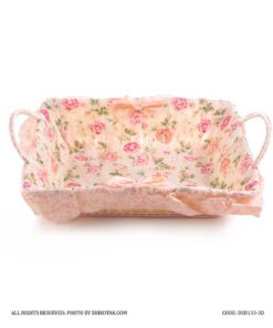 سبد نان پارچه ای مستطیل با طرح گل های رز