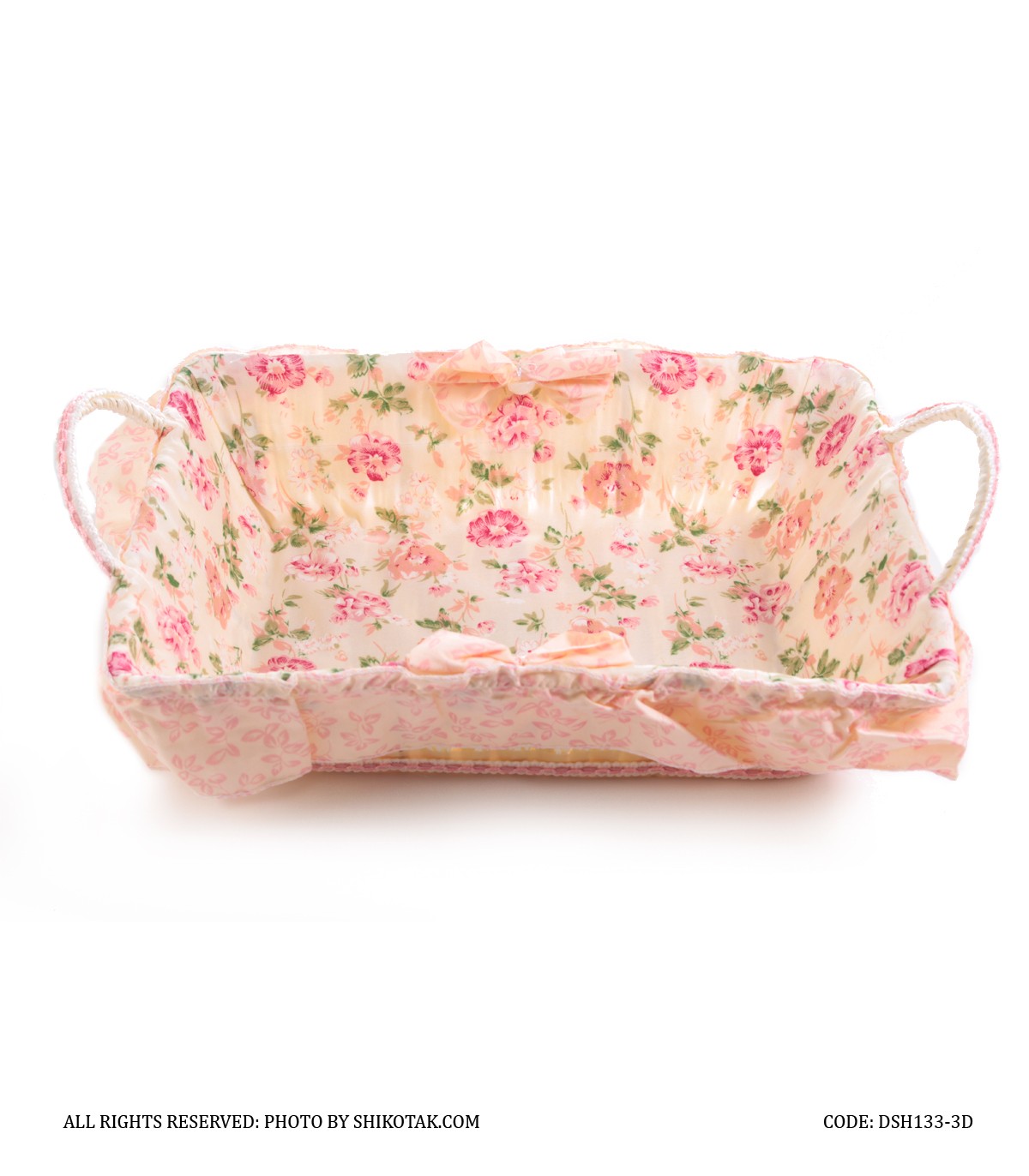 سبد نان پارچه ای مستطیل با طرح گل های رز