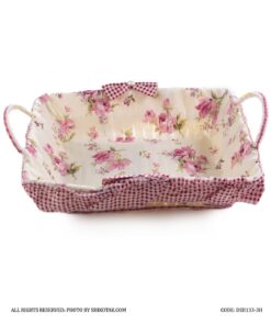 سبد نان حصیری عروس با کاور پارچه ای طرح Rose