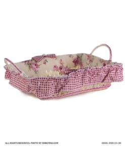 سبد نان حصیری عروس با کاور پارچه ای طرح Rose