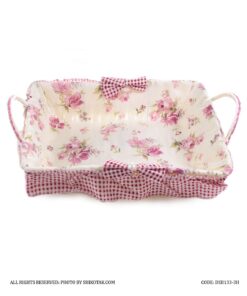 سبد نان حصیری عروس با کاور پارچه ای طرح Rose