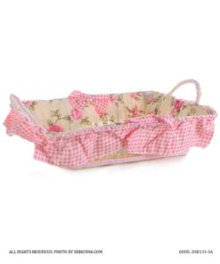 سبد نان حصیری با کاور پارچه ای مستطیل شکل طرح بوته رز