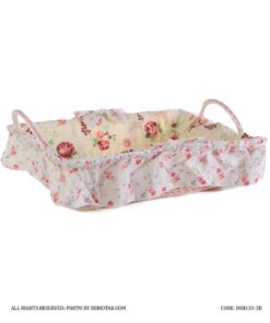 سبد نان پارچه ای حصیری عروس طرح Rose Flower