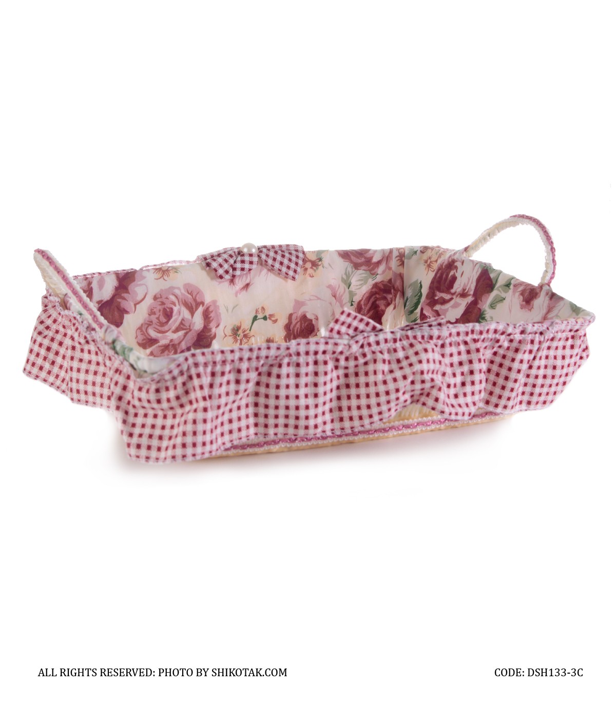 سبد نان حصیری مستطیل گلدار طرح Rosy