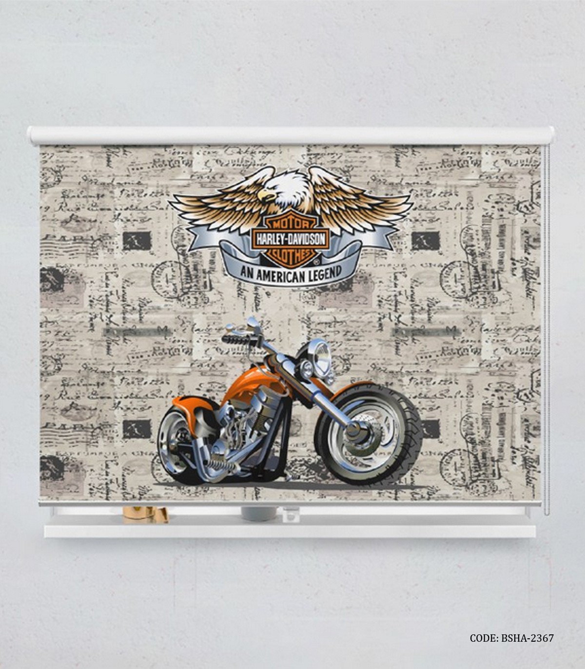پرده شید اتاق پسرانه طرح موتور مدل Harley Davidson