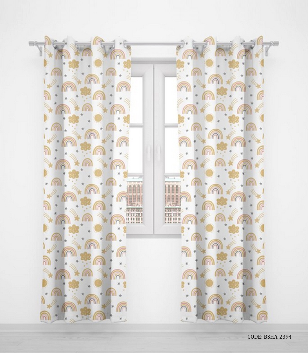 پرده پانچی اتاق دخترانه و پسرانه دو تکه مدل Cute Rainbow