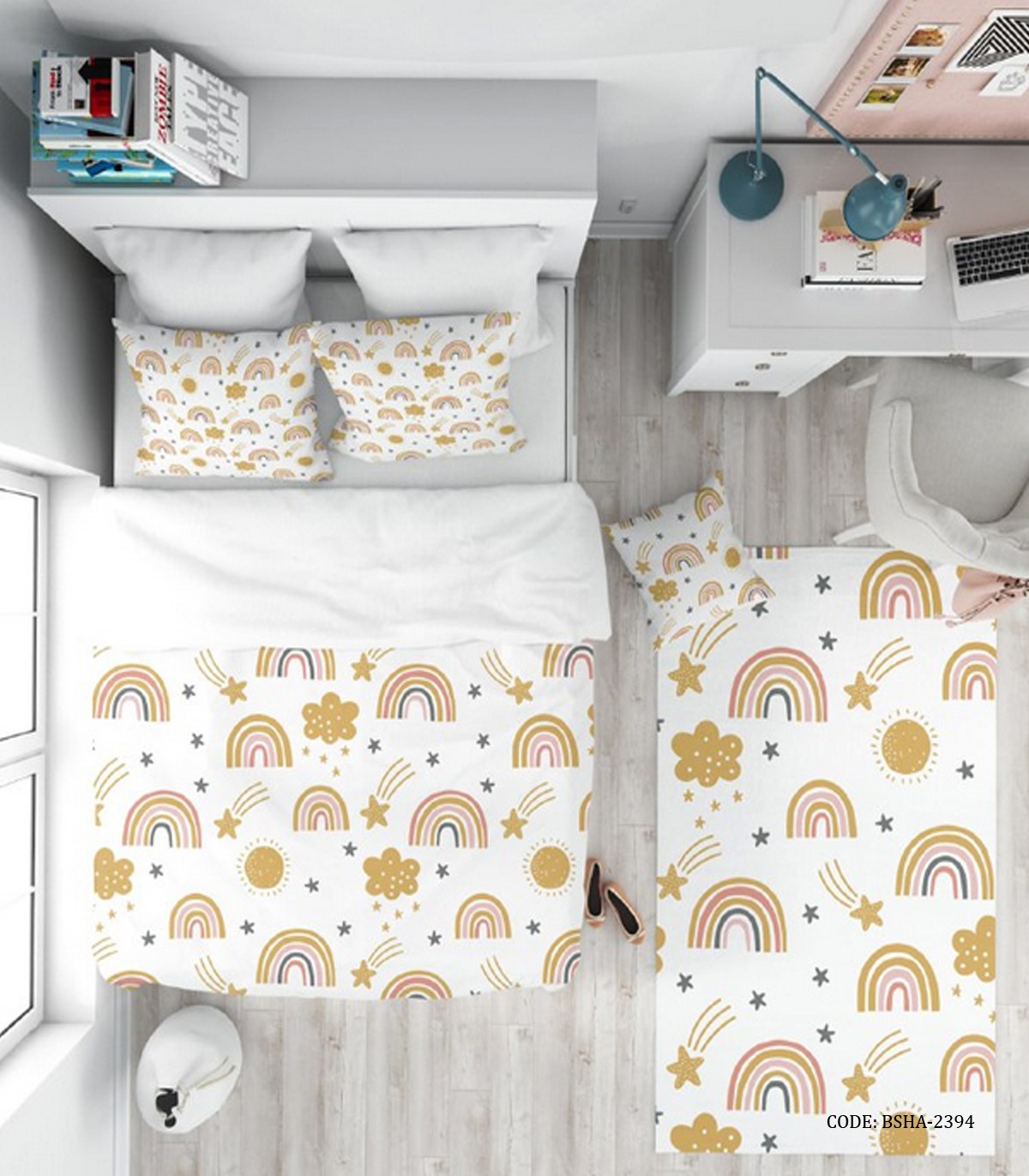 روتختی دخترانه و پسرانه 4 تکه مدل Cute Rainbow