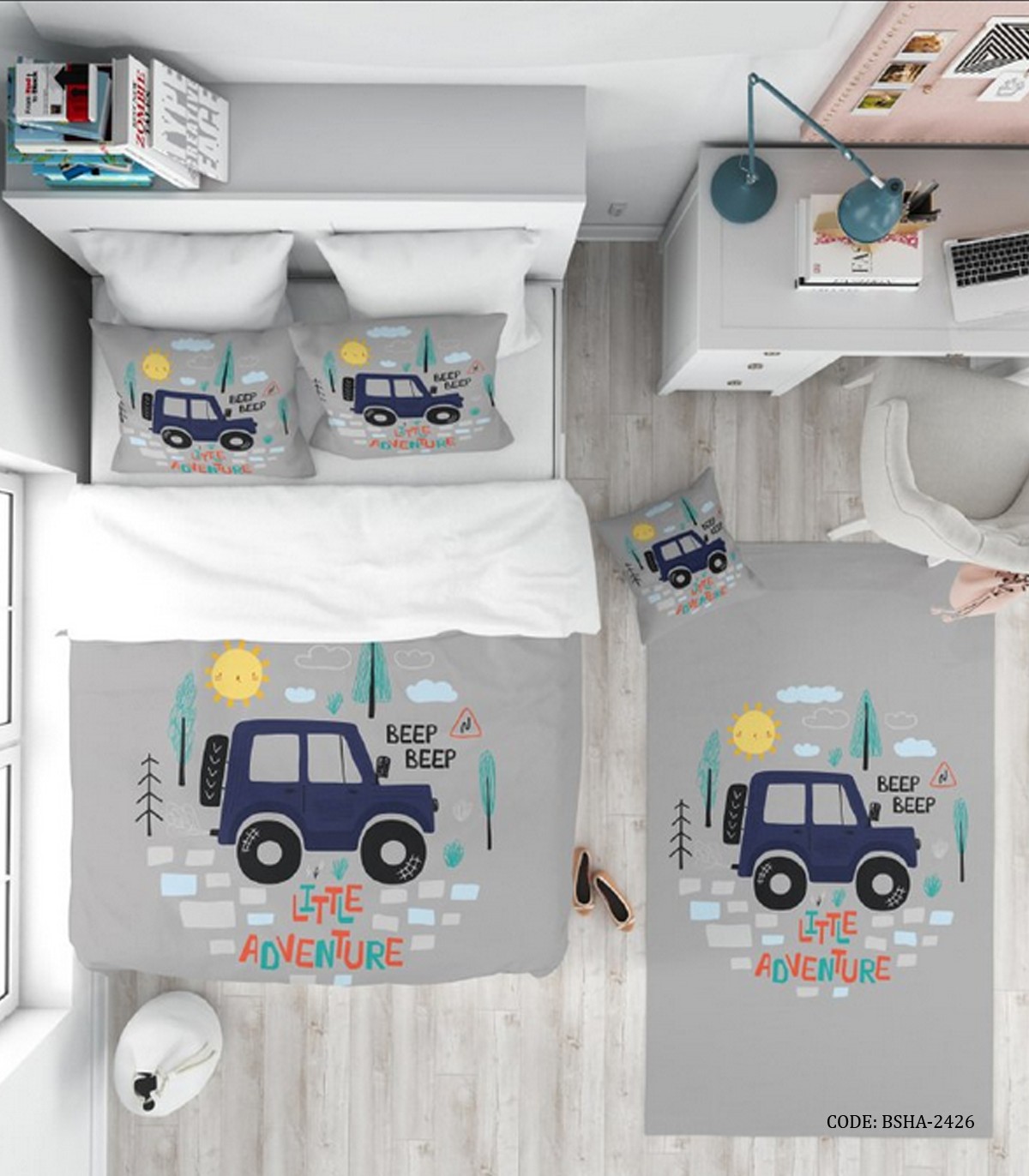 روتختی کودک پسرانه طرح ماشین 4 تکه مدل Little Adventure