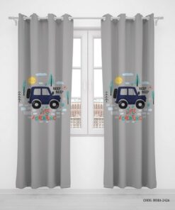 پرده پانچی اتاق کودک پسرانه طرح ماشین دو تکه مدل Little Adventure