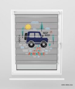 پرده زبرا اتاق کودک پسرانه طرح ماشین مدل Little Adventure