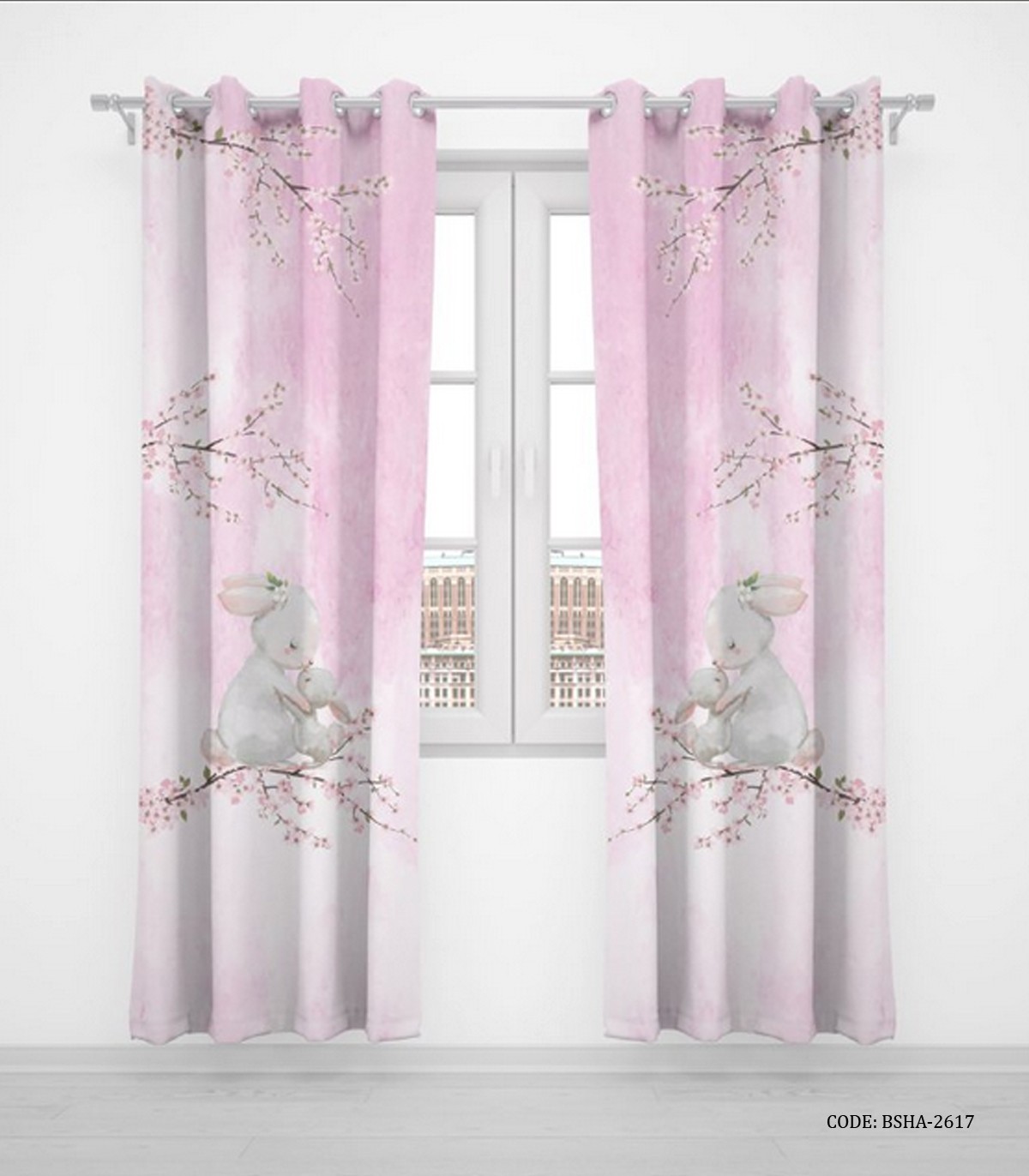 پرده پانچی اتاق دخترانه دو تکه مدل Spring Chinld