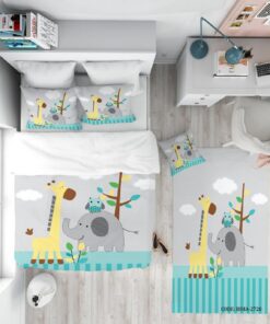 روتختی پسرانه 4 تکه طرح کودکانه مدل فیل و زرافه