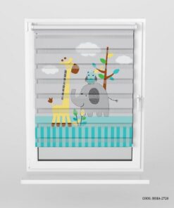 پرده زبرا اتاق پسرانه طرح کودکانه مدل فیل و زرافه