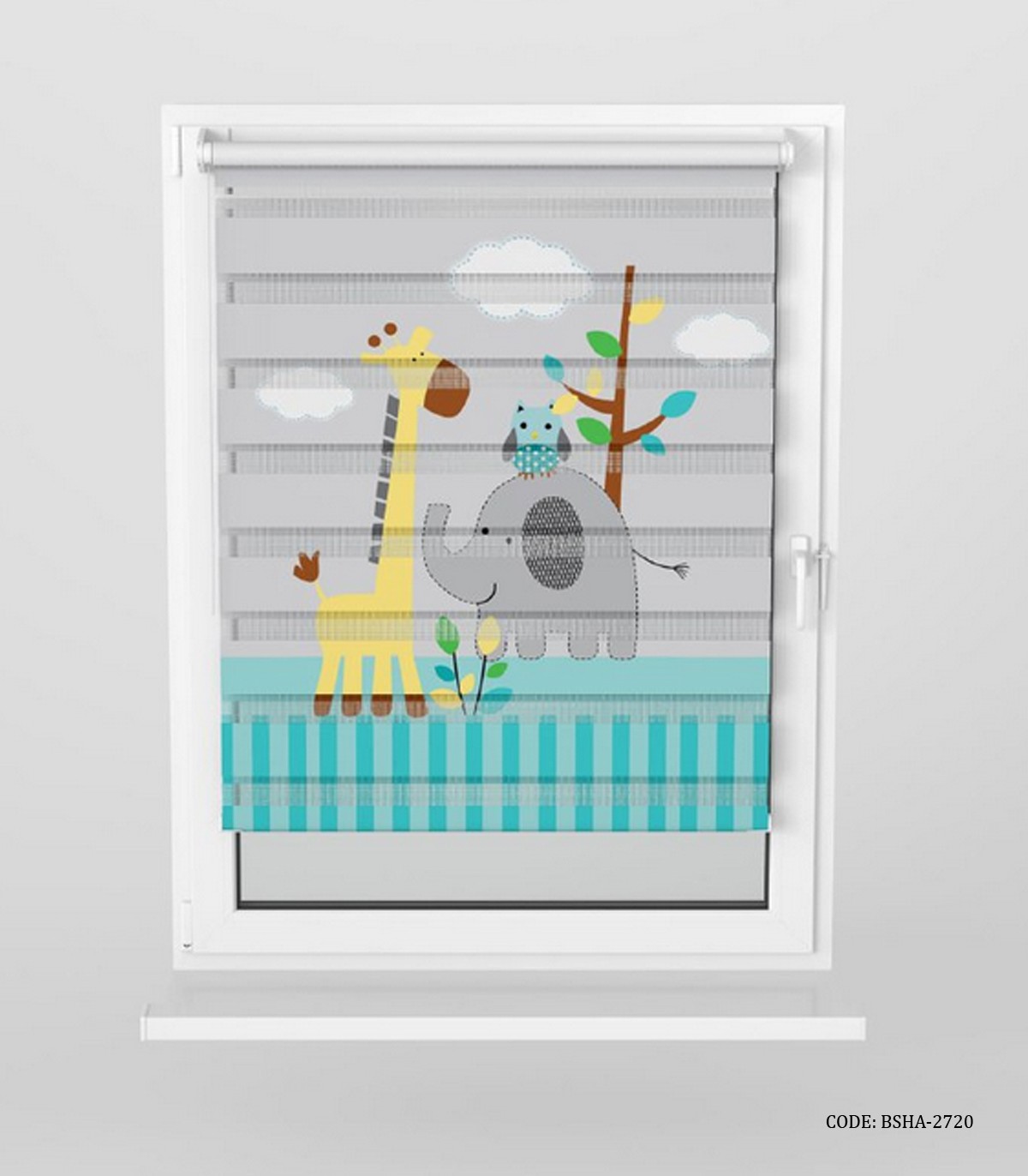 پرده زبرا اتاق پسرانه طرح کودکانه مدل فیل و زرافه