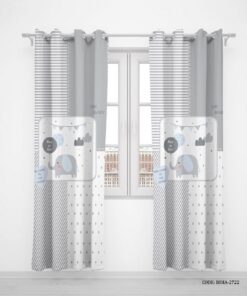 پرده پانچی دخترانه و پسرانه دو تکه طوسی فیل مدل Boy or Girl