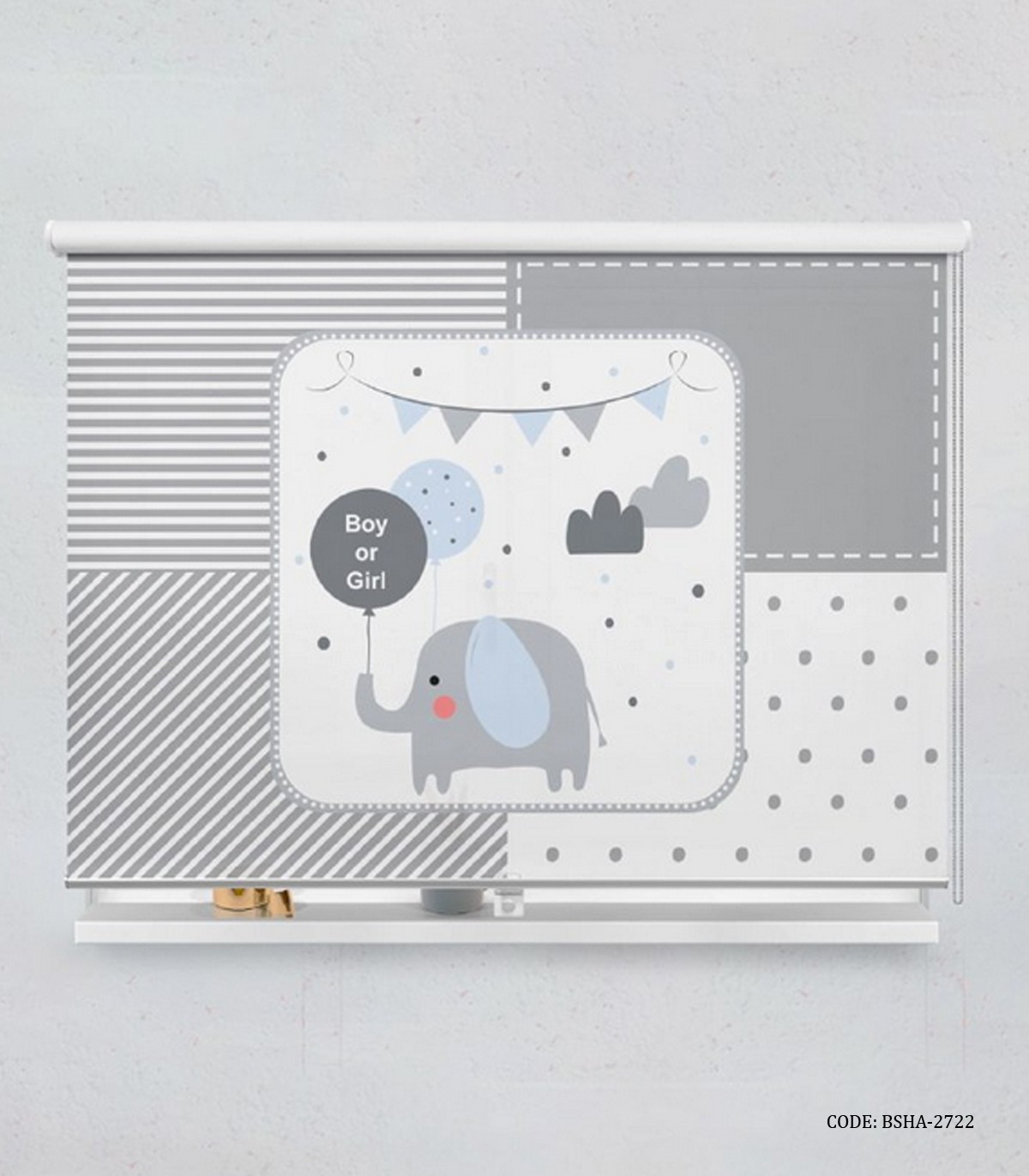 پرده شید اتاق کودک دختر و پسر طوسی فیل مدل Boy or Girl