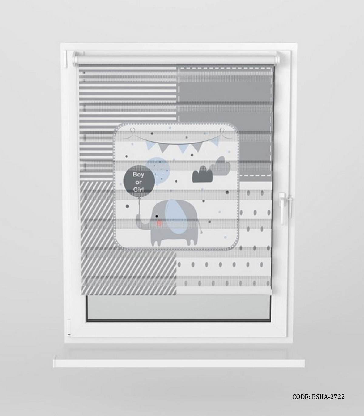 پرده زبرا اتاق کودک دختر و پسر طوسی فیل مدل Boy or Girl