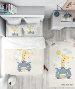 روتختی کودکانه دخترانه و پسرانه 4 تکه مدل Cute Giraffe