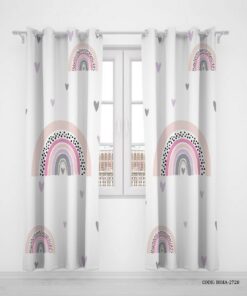 پرده پانجی دخترانه دو تکه طرح رنگین کمان مدل Beautiful Rainbow