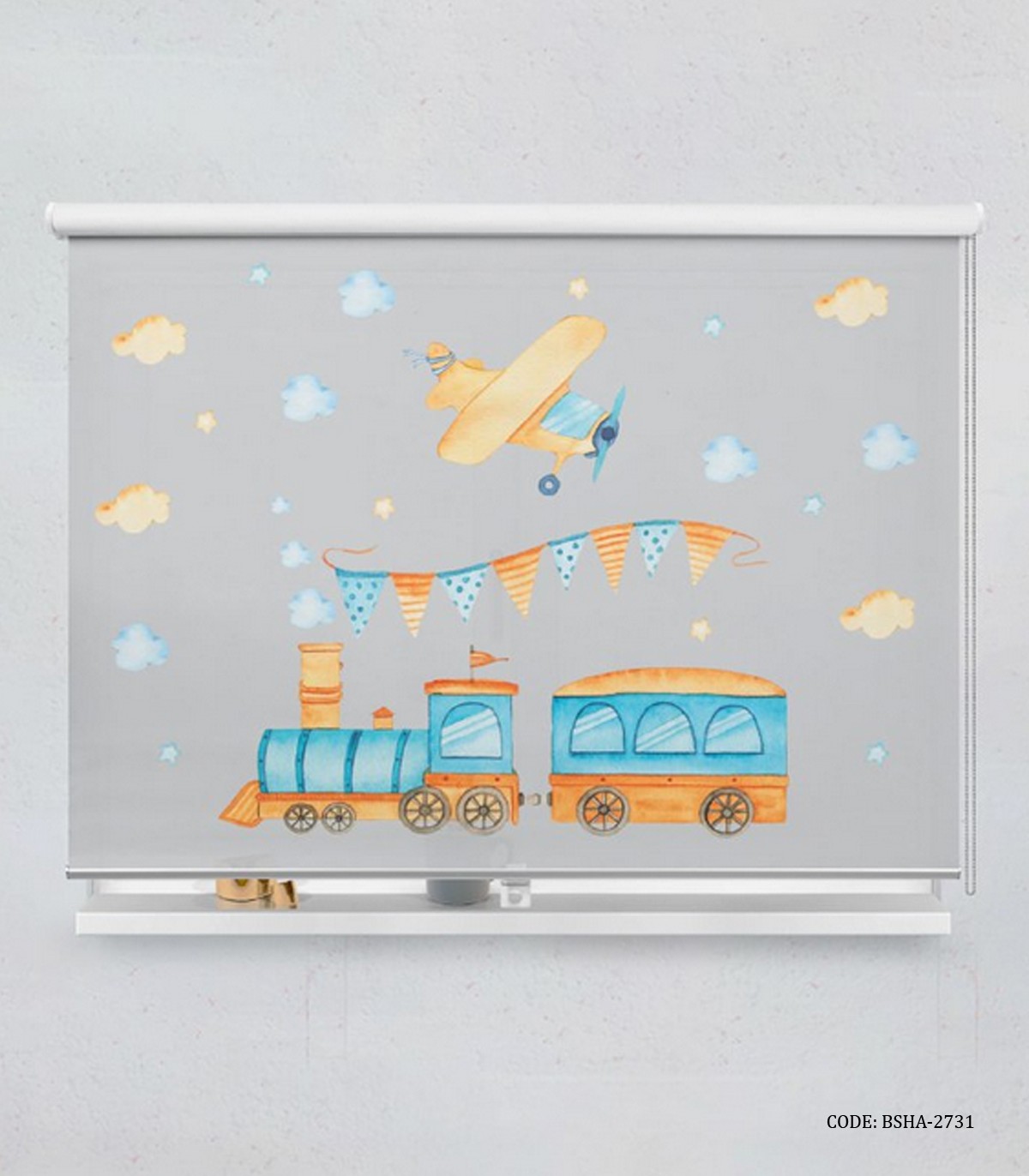 پرده شید اتاق کودک پسرانه طرح ماشین مدل Blue Car