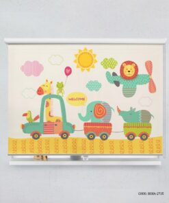 پرده شید کودکانه پسرانه طرح ماشین مدل Animal Carnival