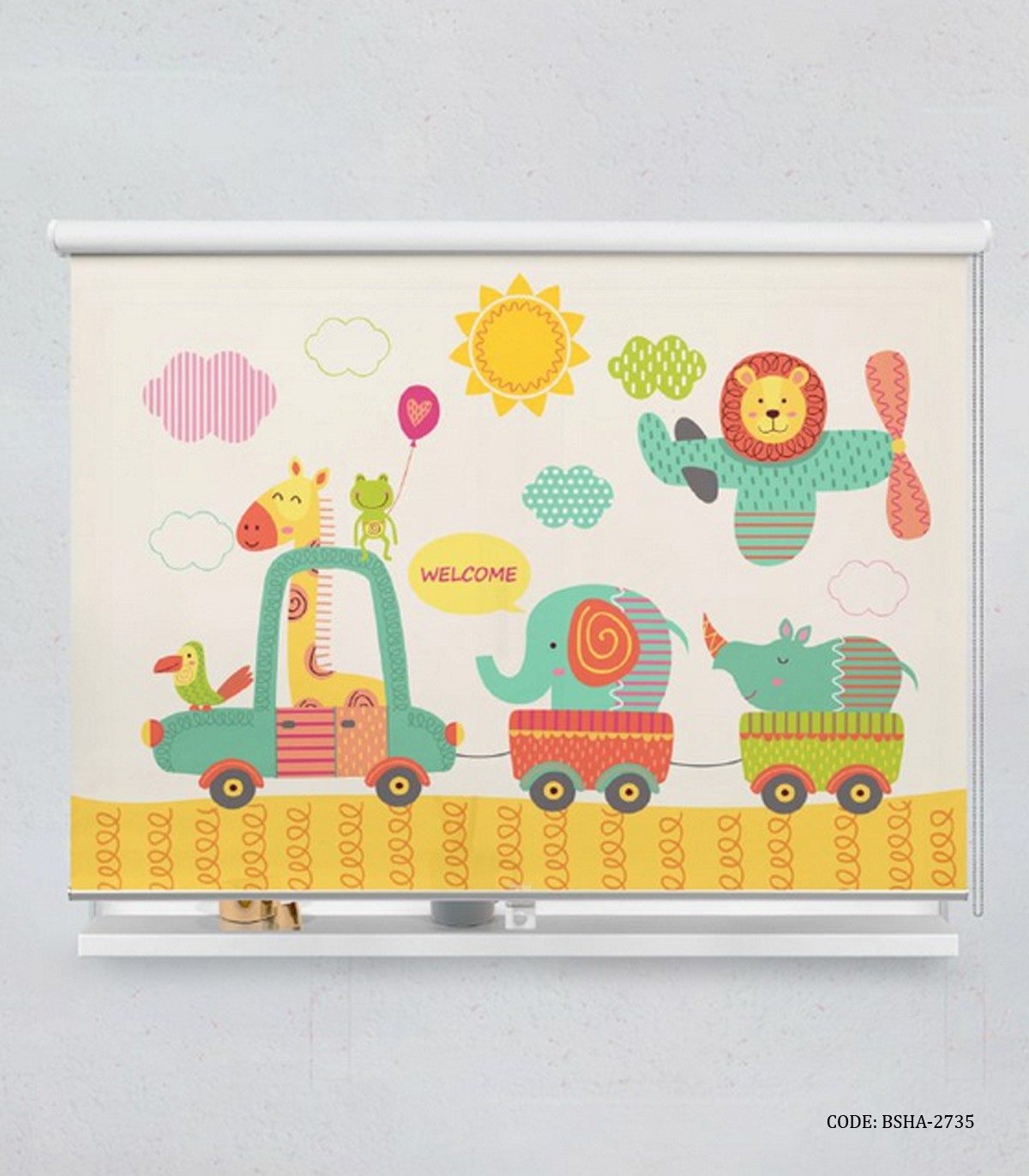 پرده شید کودکانه پسرانه طرح ماشین مدل Animal Carnival