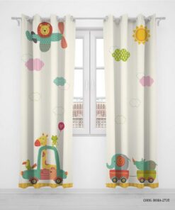 پرده پانچی کودکانه پسرانه دو تکه طرح ماشین مدل Animal Carnival