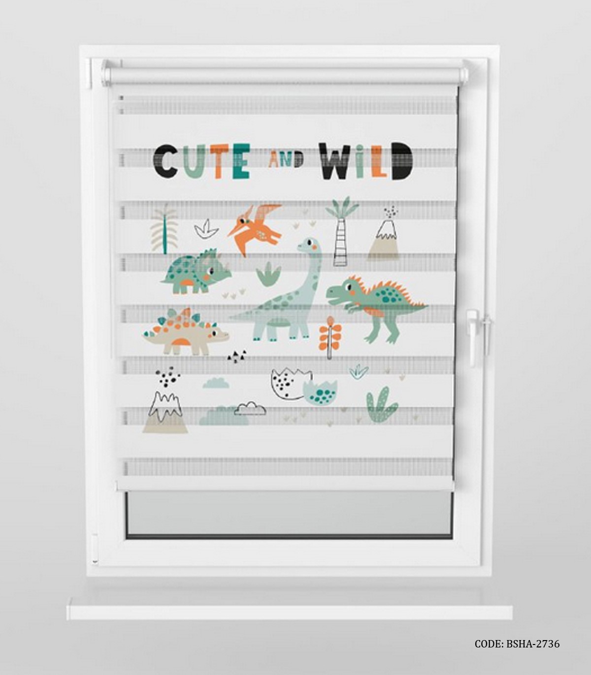 پرده زبرا اتاق کودک پسر طرح دایناسوز مدل Cute and Whild