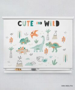پرده شید اتاق کودک پسر طرح دایناسوز مدل Cute and Whild