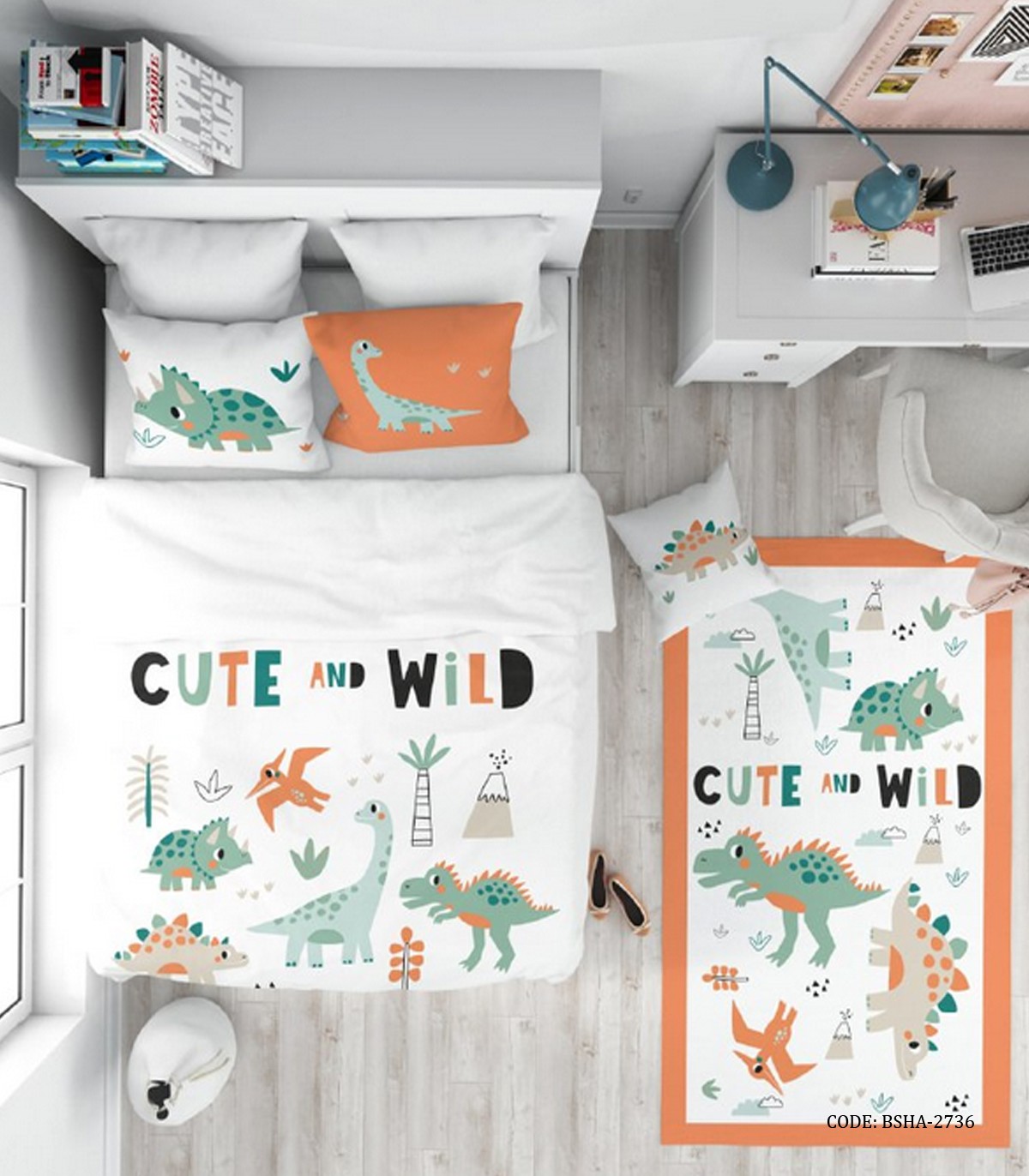 روتختی اتاق کودک پسر طرح دایناسوز مدل Cute and Whild