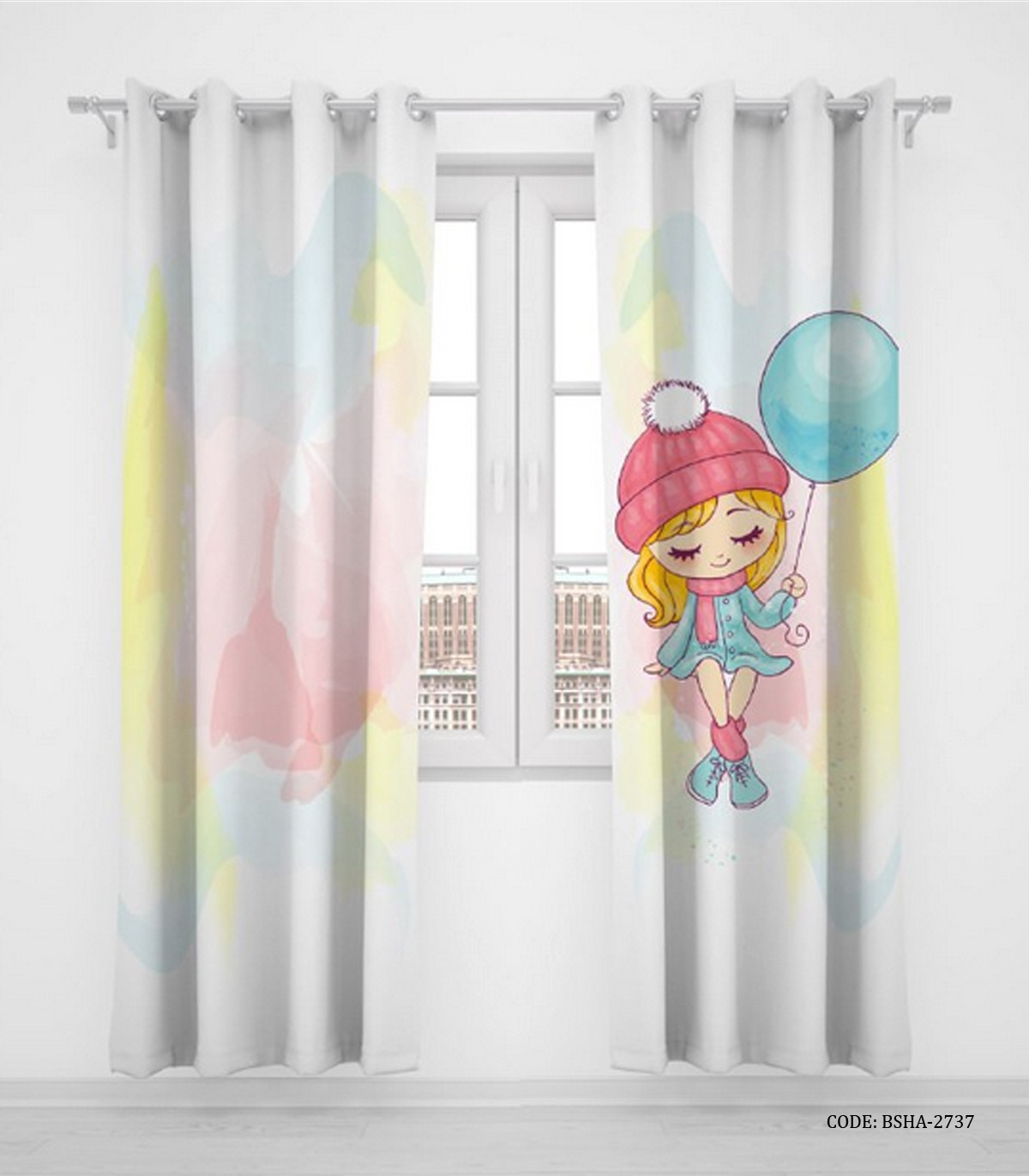 پرده پانچی اتاق کودک دو تکه دختر مدل Winter Girl