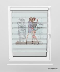 پرده زبرا دخترانه طرح برج پیزا مدل Friends Love