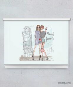 پرده شید دخترانه طرح برج پیزا مدل Friends Love