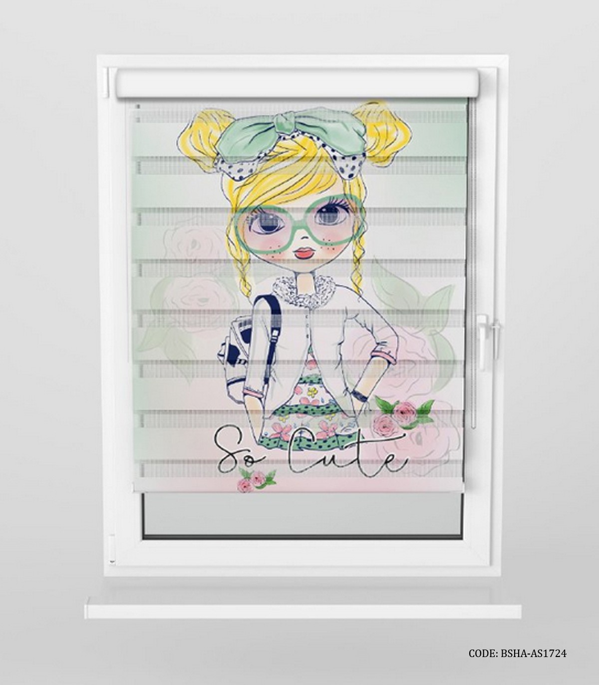 پرده زبرا دخترانه طرح دختر مدل So Cute Girl