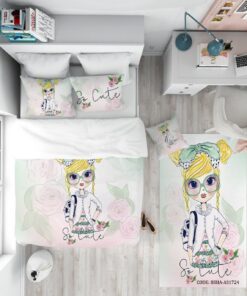 روتختی دخترانه 4 تکه طرح دختر مدل So Cute Girl