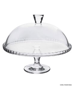 کیک خوری بلوری پایه دار با درپوش بلوری ترک پاشاباغچه طرح ساده