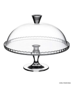 کیک خوری بلوری پایه دار با درپوش بلوری ترک پاشاباغچه طرح ساده