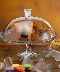 کیک خوری بلوری پایه دار با درپوش بلوری ترک پاشاباغچه طرح ساده