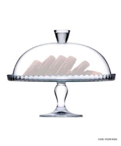 کیک خوری بلوری پایه دار با درپوش بلوری ترک پاشاباغچه طرح ساده