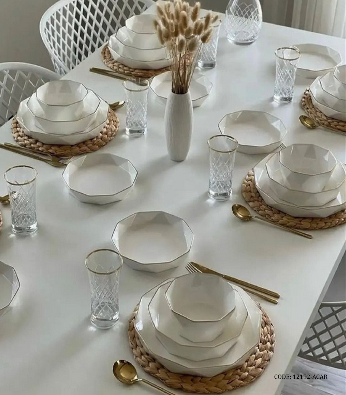 سرویس چینی ترک شش نفره 24 پارچه مدل Diamond