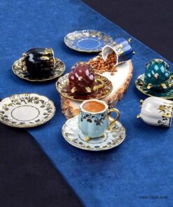 ست قهوه خوری چینی ترک 6 عددی رنگی کلاسیک