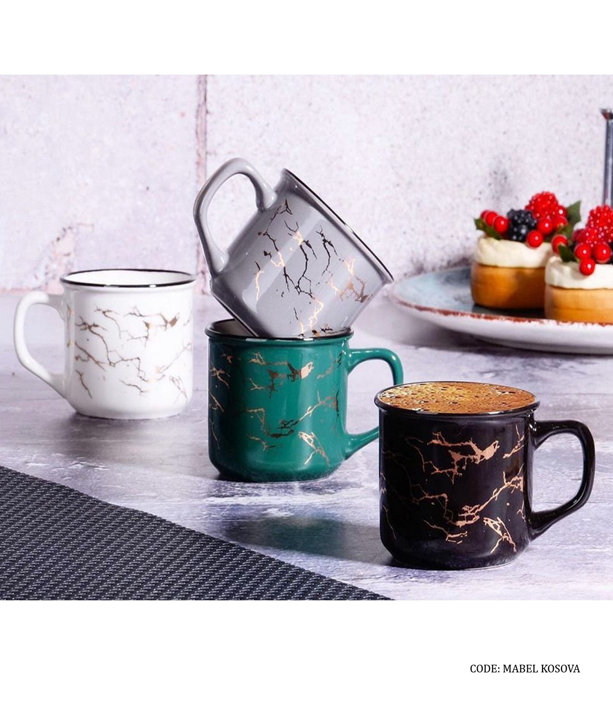 ماگ قهوه خوری سرامیکی ترک پرسلن MARBEL کوچک
