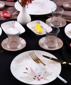 ست صبحانه خوری ترک 6 نفره 25 پارچه سرامیکی مدل Ada