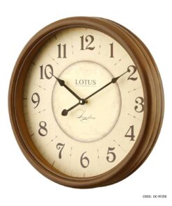 ساعت دیواری چوبی گرد قهوه ای لوتوس مدل BROOKLINE